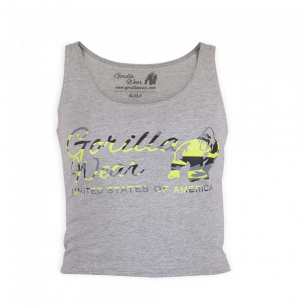 Oakland Crop Tank Gray/Neon Lime