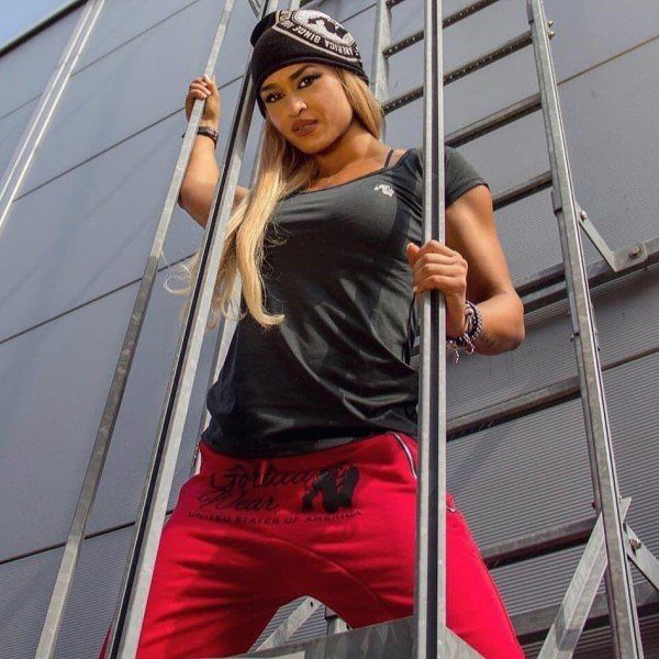 Celina Drop Crotch Joggers Red 3